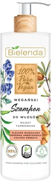 Bielenda 100% Pure Vegan Mandlové mléko + Zelený čaj šampon na barvené vlasy 400 g