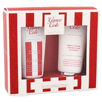 Grace Cole Frosted Cherry & Vanilla Perfect Pamper sprchový gel Uplifting 50 ml + tělové mléko Luxurious 50 ml dárková sada