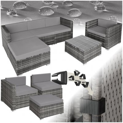 tectake 403880 zahradní ratanový nábytek milano, varianta 2 šedá – Hledejceny.cz