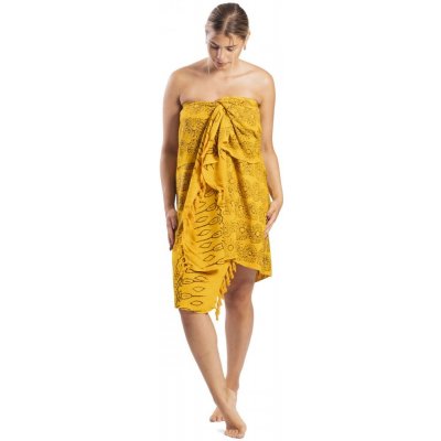 Sarong BALI BATIK BLOOM hnědo-žlutý – Zboží Mobilmania