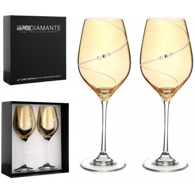 Diamante sklenice na bílé víno Silhouette City Amber s krystaly Swarovski 2 x 360 ml – Zboží Mobilmania