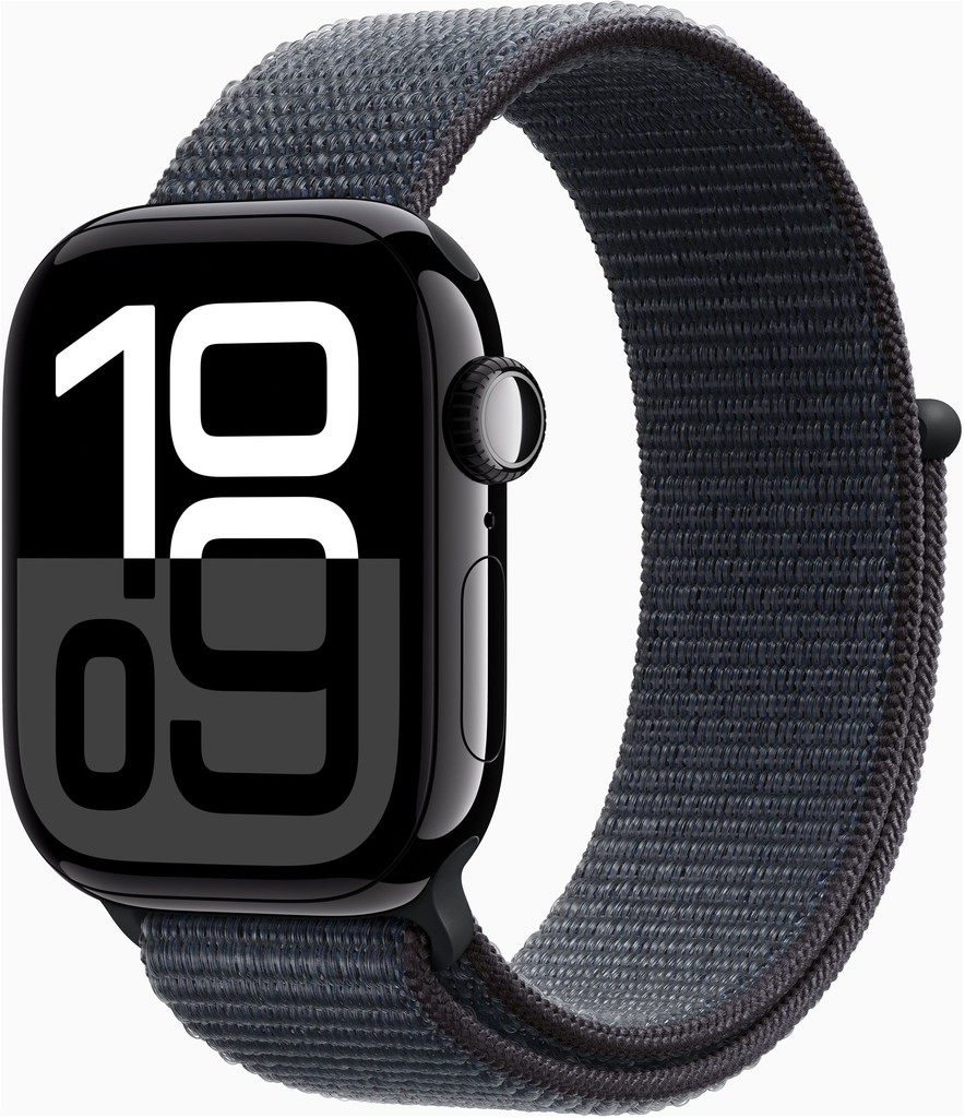 Apple Watch Series 10 46mm Cellular klavírně černý hliník s inkoustově fialovým provlékacím řemínkem MWY53QC/A