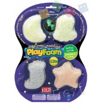 PlayFoam Modelína/Plastelína kuličková svítící ve tmě 4 barvy na kartě