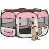 Autovýbava zahrada-XL Skládací ohrádka pro psy s taškou růžová 125 x 125 x 61 cm