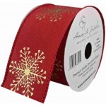 Stuha jutová s drátkem červená vánoční sněhové vločky 9.1 m – Sleviste.cz