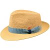 Klobouk Fedora luxusní panamský klobouk Bogart s modrou stuhou ručně pletený UV faktor 80 Ekvádorská crochet panama Mayser Manuel
