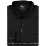 AMJ pánská košile dlouhý rukáv prodloužená délka slim fit VDPS1272 černá s vytkávaným vzorem – Hledejceny.cz