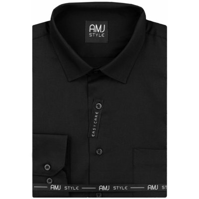 AMJ pánská košile dlouhý rukáv prodloužená délka slim fit VDPS1272 černá s vytkávaným vzorem – Hledejceny.cz