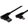 usb kabel Roline 11.02.8721 USB 2.0, oboustranný USB A(M) - micro USB B(M), lomené konektory (90°), 1,8m