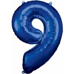 Amscan Balónek fóliový narozeniny číslo 9 modré 86 cm