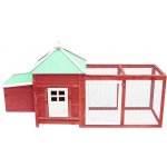 vidaXL Kurník s kukaní z masivního jedlového dřeva červený 190 x 72 x 102 cm – Hledejceny.cz