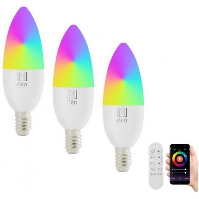 Immax NEO LITE SMART sada 3x žárovka LED E14 6W RGB+CCT, stmívatelná, Wi-Fi, Beacon, DO, TUYA 07716CDO – Zboží Živě