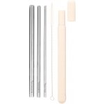 ECOCARE Ekologická kovová brčka cestovní set Stříbrná 3 ks – Zboží Dáma