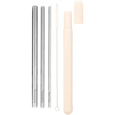 ECOCARE Ekologická kovová brčka cestovní set Stříbrná 3 ks – Zboží Dáma