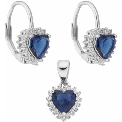 Bealio stříbrná souprava srdce Safírová 03-04534-0059 – Zboží Dáma