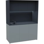 KUCH - CUBE PLUS 3 kuchyňka, vybavení - dřez + baterie, 2000x1480x600 mm, LED osvětlení, dvířka, šedá antracit – Zbozi.Blesk.cz