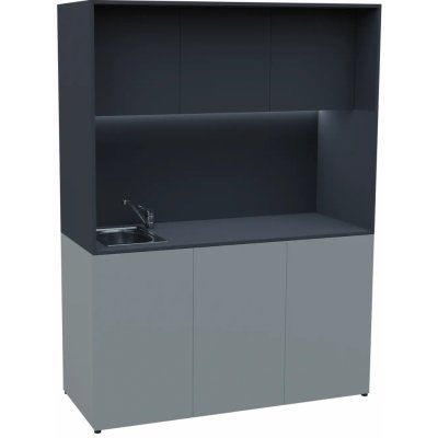 KUCH - CUBE PLUS 3 kuchyňka, vybavení - dřez + baterie, 2000x1480x600 mm, LED osvětlení, dvířka, šedá antracit – Zbozi.Blesk.cz