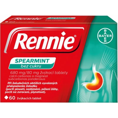 RENNIE SPEARMINT BEZ CUKRU POR 680MG/80MG TBL MND 60 – Hledejceny.cz