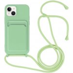Pouzdro Appleking silikonové se šňůrkou a kapsou na karty iPhone 14 Pro - zelené – Zboží Mobilmania
