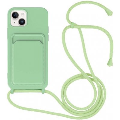 Pouzdro Appleking silikonové se šňůrkou a kapsou na karty iPhone 14 Pro - zelené – Zboží Mobilmania