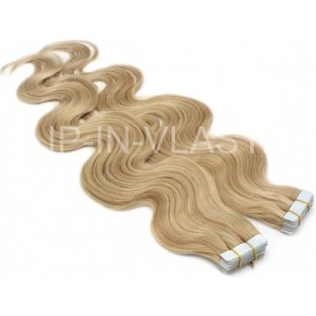 Vlnité 60cm tape hair pravé lidské vlasy přírodní světlejší blond