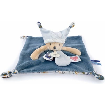 Doudou et Compagnie plyšový medvedík na maznanie Bear Blue Flat Comforter s QR kódom na rozprávky modrý 25 cm DC4059 – Hledejceny.cz