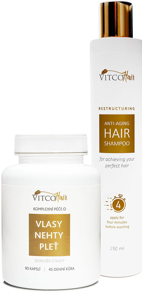 VitcoHair Kapsle 90 kapslí + VitcoHair Shampoo pro maximální efekt 250 ml dárková sada