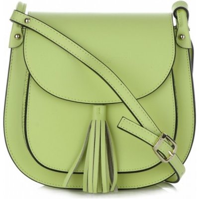Vittoria Gotti Made In Italy kožená kabelka listonoška světle zelená