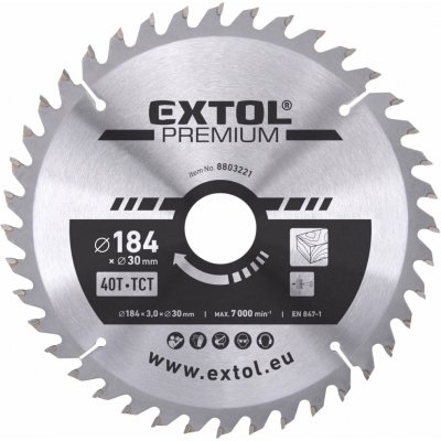 Kotouč pilový s SK plátky, ⌀184x3,0x30mm, 40T EXTOL PREMIUM – Hledejceny.cz