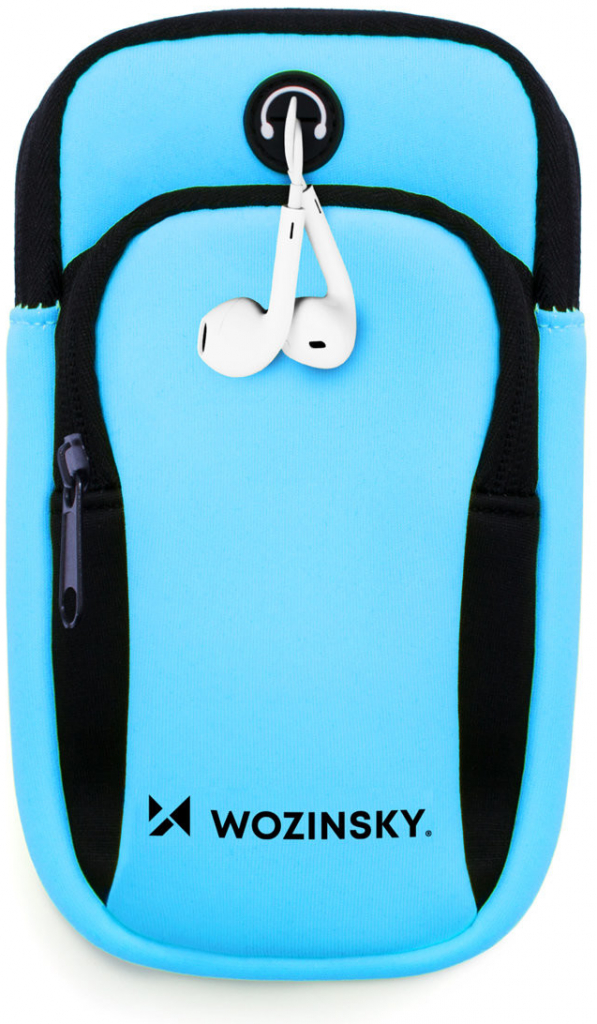 Pouzdro Wozinsky WABBL1 sportovní na rameno s prostupem na sluchátka / 2x kapsa modré