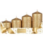 Sada adventních svíček, stupňovité TAURUS zlatá 5 x 6/7,5/9/10,5 cm, 4 ks – Hledejceny.cz