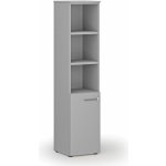 Primo Kombinovaná kancelářská skříň GRAY, dveře na 2 patra, 1781 x 400 x 420 mm, šedá – Zboží Dáma