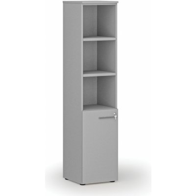 Primo Kombinovaná kancelářská skříň GRAY, dveře na 2 patra, 1781 x 400 x 420 mm, šedá – Zboží Dáma