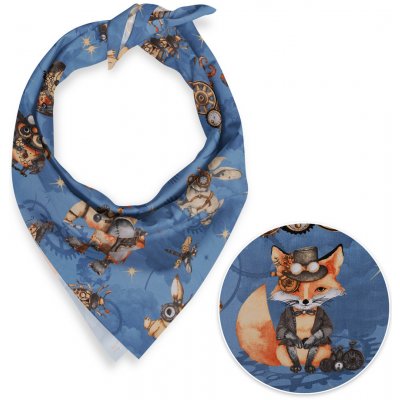 Biante dětský bavlněný šátek Sandra SA-581 Zvířátka vynálezci na modrém – Zboží Dáma