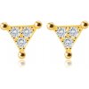 Náušnice Šperky eshop Puzetové náušnice ve žlutém zlatě trojúhelník s čirými zirkony S4GG243.34