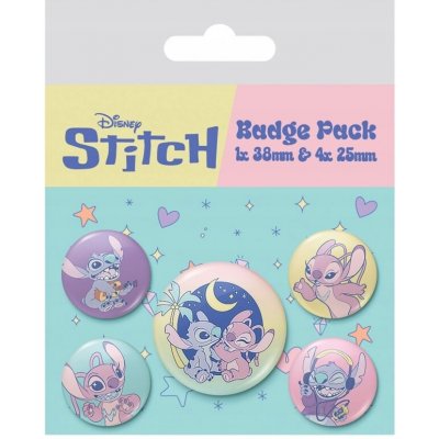 CurePink: | Placky Lilo & Stitch: Planetární|set 5 kusů 25 mm 38 mm [BP2404702] – Zboží Dáma
