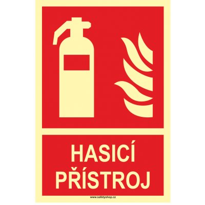 Hasicí přístroj ISO 7010 - fotoluminiscenční ftl samolepka 200 x 150 mm – Zboží Dáma