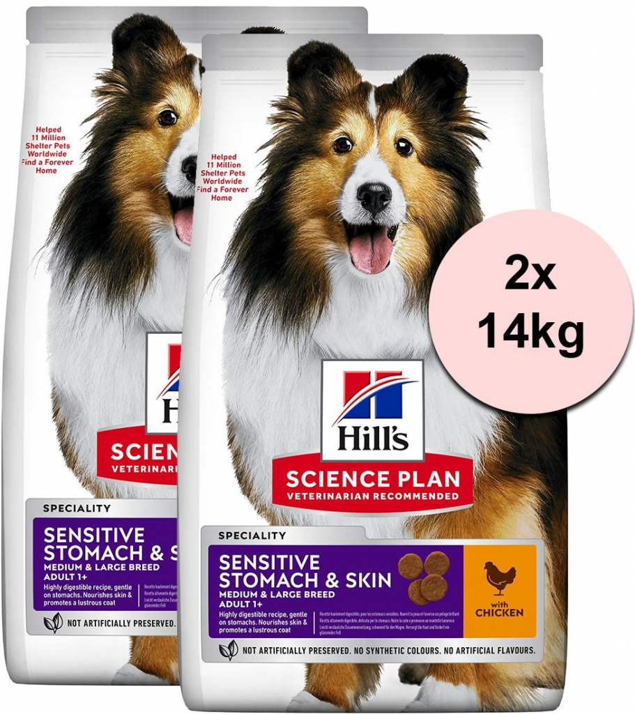 Hill’s Science Plan Adult Sensitive Stomach & Skin Medium Chicken 2 x 14 kg