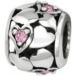 Majya MAY STORY stříbrný korálek HEARTS s růžovými zirkony 11916 – Zboží Dáma