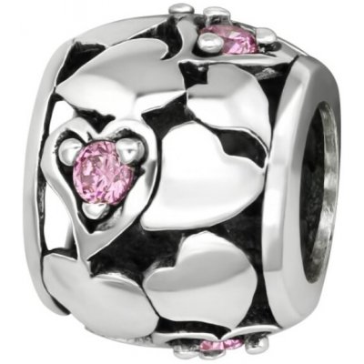 Majya MAY STORY stříbrný korálek HEARTS s růžovými zirkony 11916 – Zboží Dáma