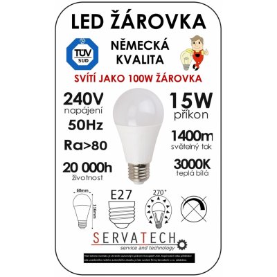 Symfony LED žárovka B60 15W 100W 240V E27 1400lm 270° 20.000h teplá bílá – Sleviste.cz