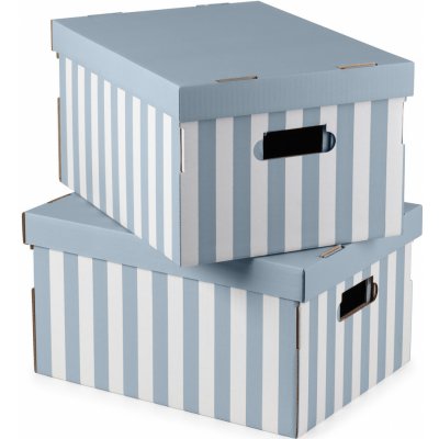 Compactor sada 2 ks kartonových úložných krabic MARINIERE 40 x 31 x 21 cm modrý pruh RAN11111 – Zboží Dáma