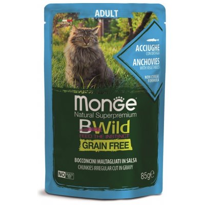 Monge BWILD CAT Grain Free ADULT Ančovičky se zeleninou 85 g – Zboží Mobilmania