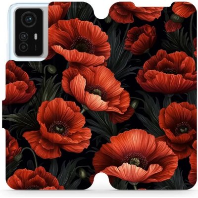 Pouzdro Mobiwear Flip Xiaomi Redmi Note 12S - VP45S Temné červené květy