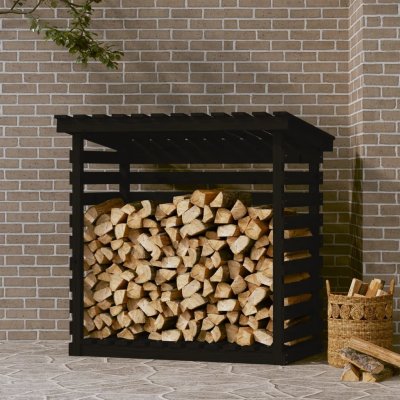 VidaXL Stojan na dřevo černý 108 x 73 x 108 cm masivní borovice – HobbyKompas.cz