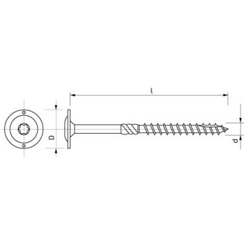 Vrut s talířovou hlavou na torx 8 x 260 mm Zn