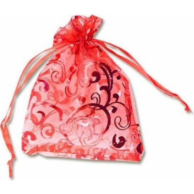 Dárkový sáček organza 7,5x10cm červený s potiskem (pytlík z organzy - s potiskem červená) – Zboží Živě