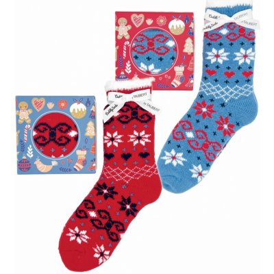 Taubert HAPPY CHRISTMAS dárkově balené vánoční ponožky s norskými vzory v krabičce modrá – Zboží Mobilmania