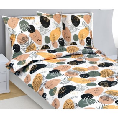 Bellatex Povlečení bavlna Hořčicová Khaki Bílá 140x200 70x90 – Zboží Dáma