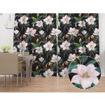 Biante Bavlněný závěs Sandra SA-300 Květy magnolie na černém 150x190 cm – Hledejceny.cz